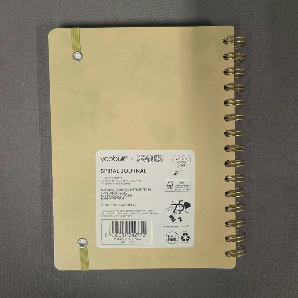 Snoopy Peanuts Spiral Notebook Journal with Stickers 6